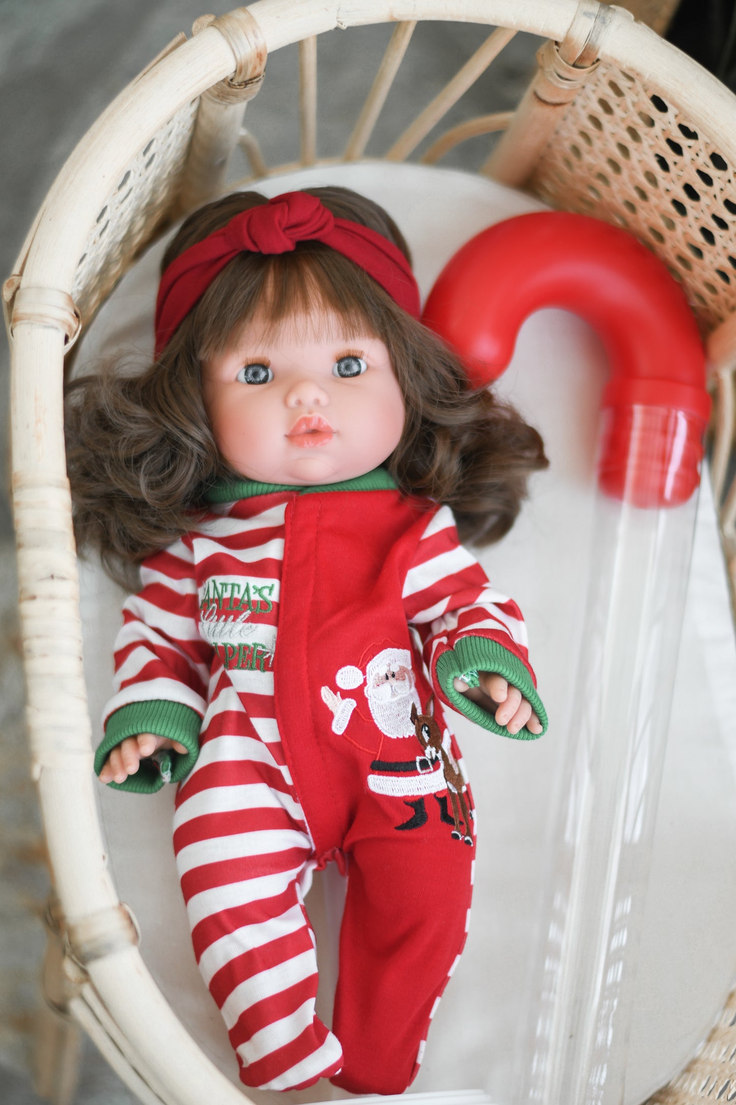 Aria With Santa Pajamas- Mini Colettos Girl Doll - OOAK