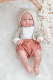 Onesie & Oatmeal Knit Beanie Set- MINIKANE NEWBORN DOLL