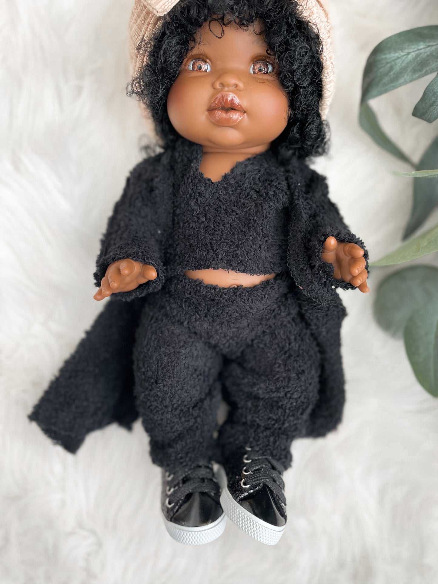 Sara With Sherpa Lounge Outfit- Mini Colettos Girl Doll - OOAK