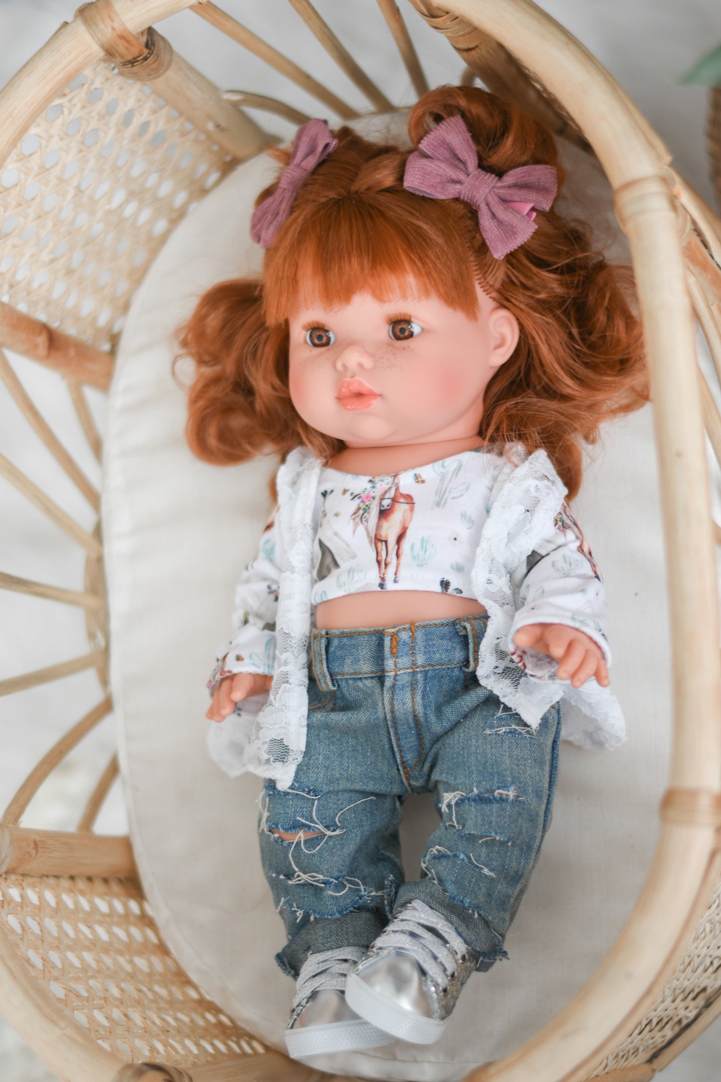 Sophia With Country Girl Outfit- Mini Colettos Girl Doll - OOAK