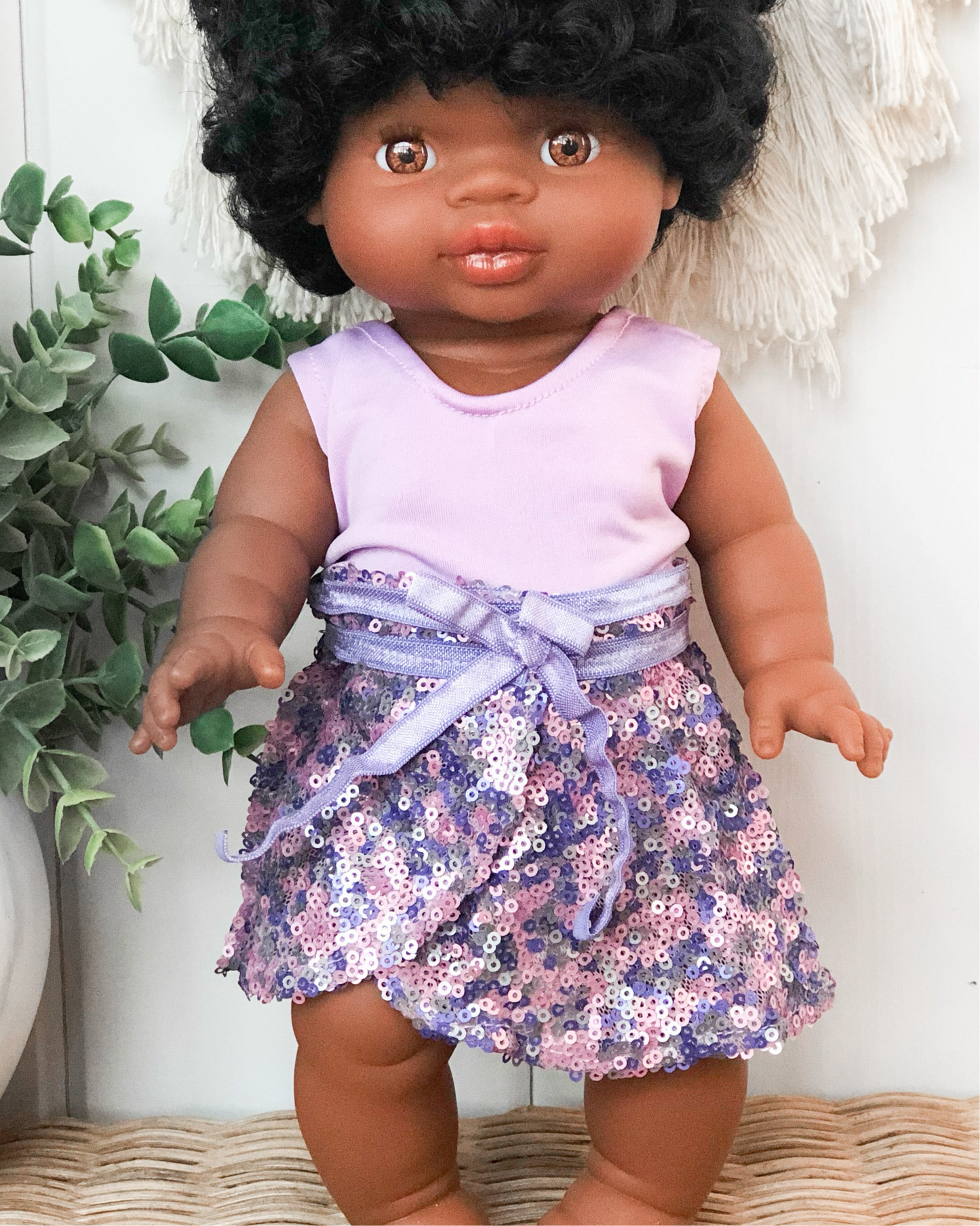 Purple Sequin Skirt Outfit- Doll