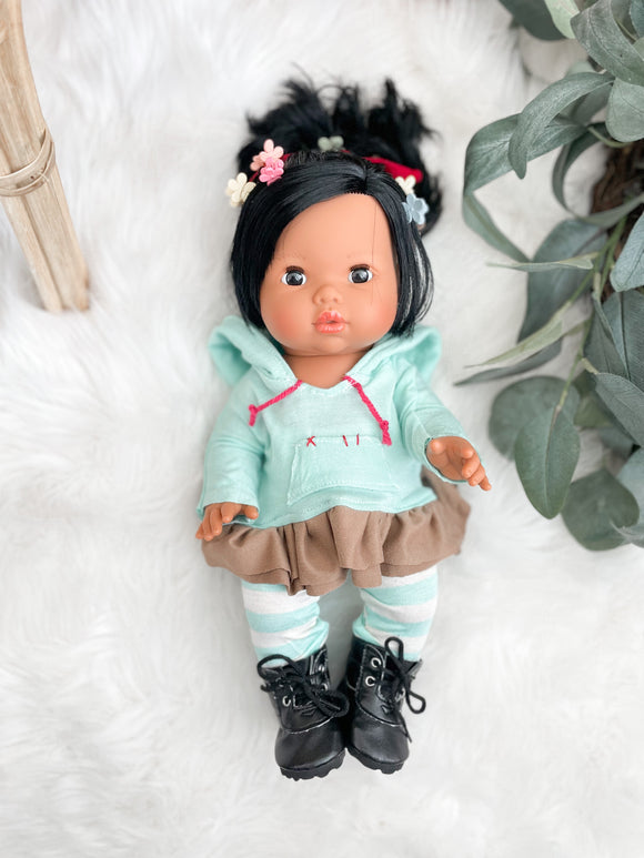 Aurora With Vanellope Von Schweetz Inspired Outfit- Mini Colettos Girl Doll - OOAK