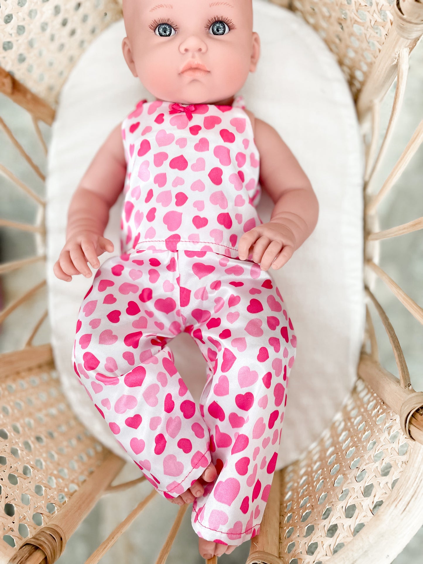 Pink Heart Satin Pajama Set - MINIKANE NEWBORN