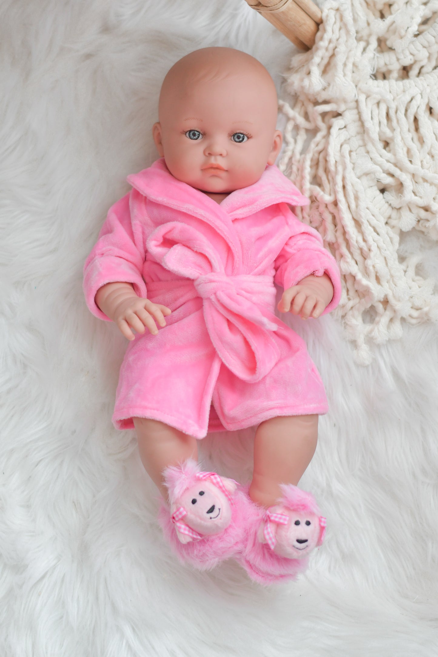 Pink Robe & Poodle Slipper Set- DOLL