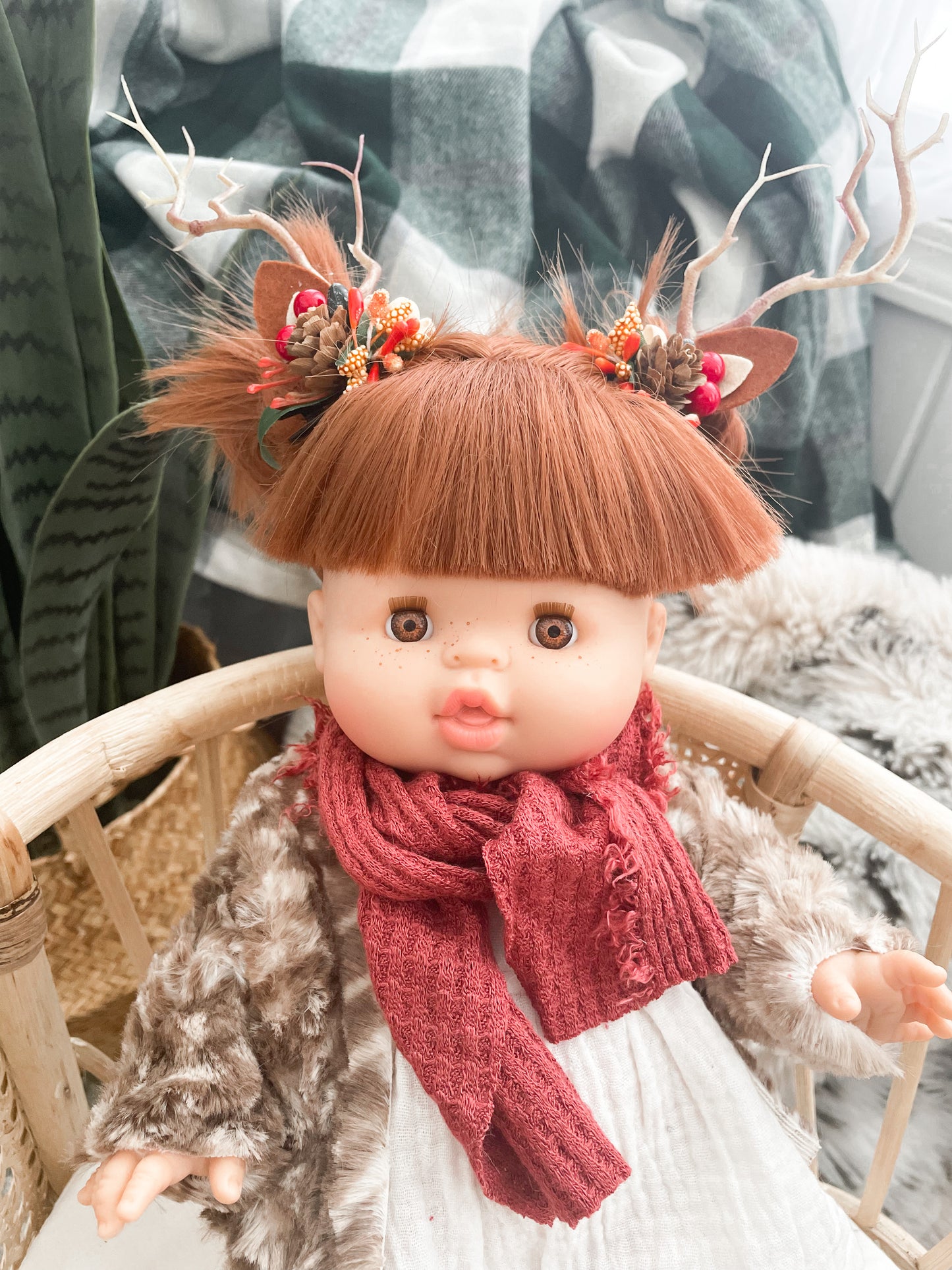 Raphaelle With Rudolph Inspired Outfit- Minikane Girl Doll - OOAK