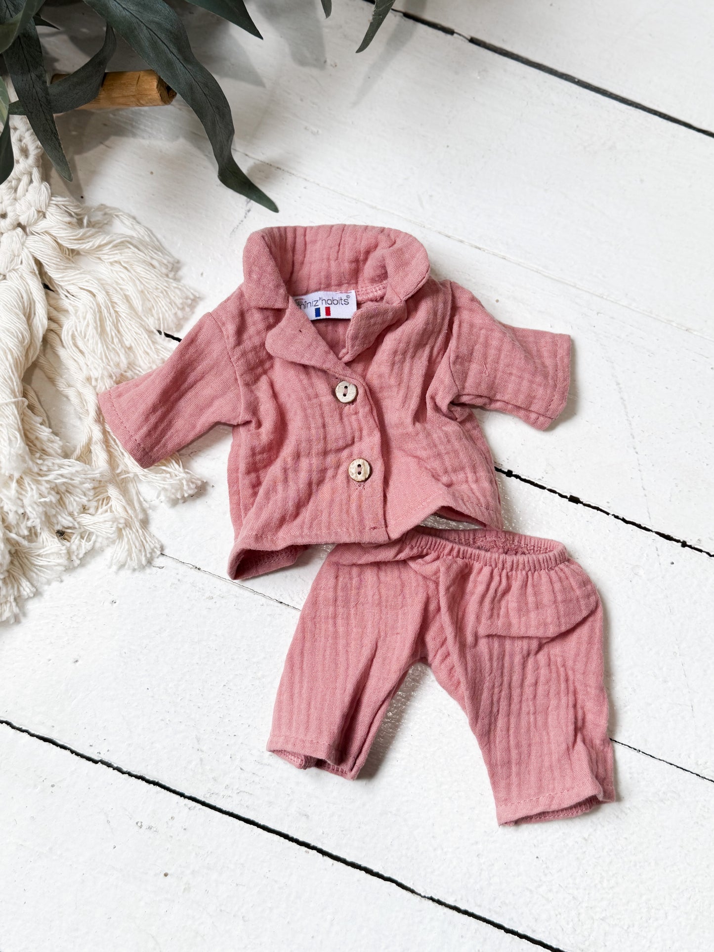 Dusty Rose Gauze Pajamas - Doll