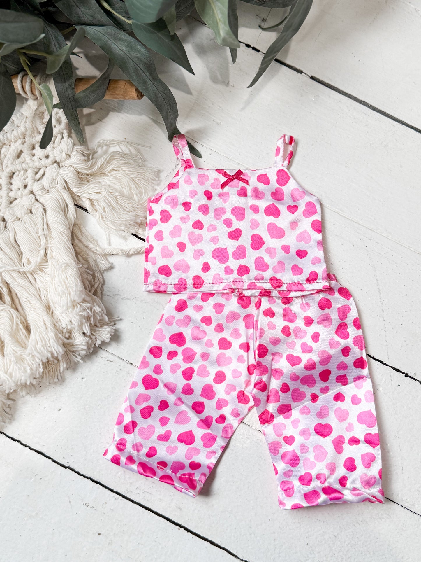 Pink Heart Satin Pajama Set - MINIKANE NEWBORN