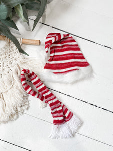 Candy Cane Santa Hat & Scarf Set - DOLL