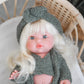 Sage With Sherpa Lounge Outfit- Mini Colettos Girl Doll - OOAK