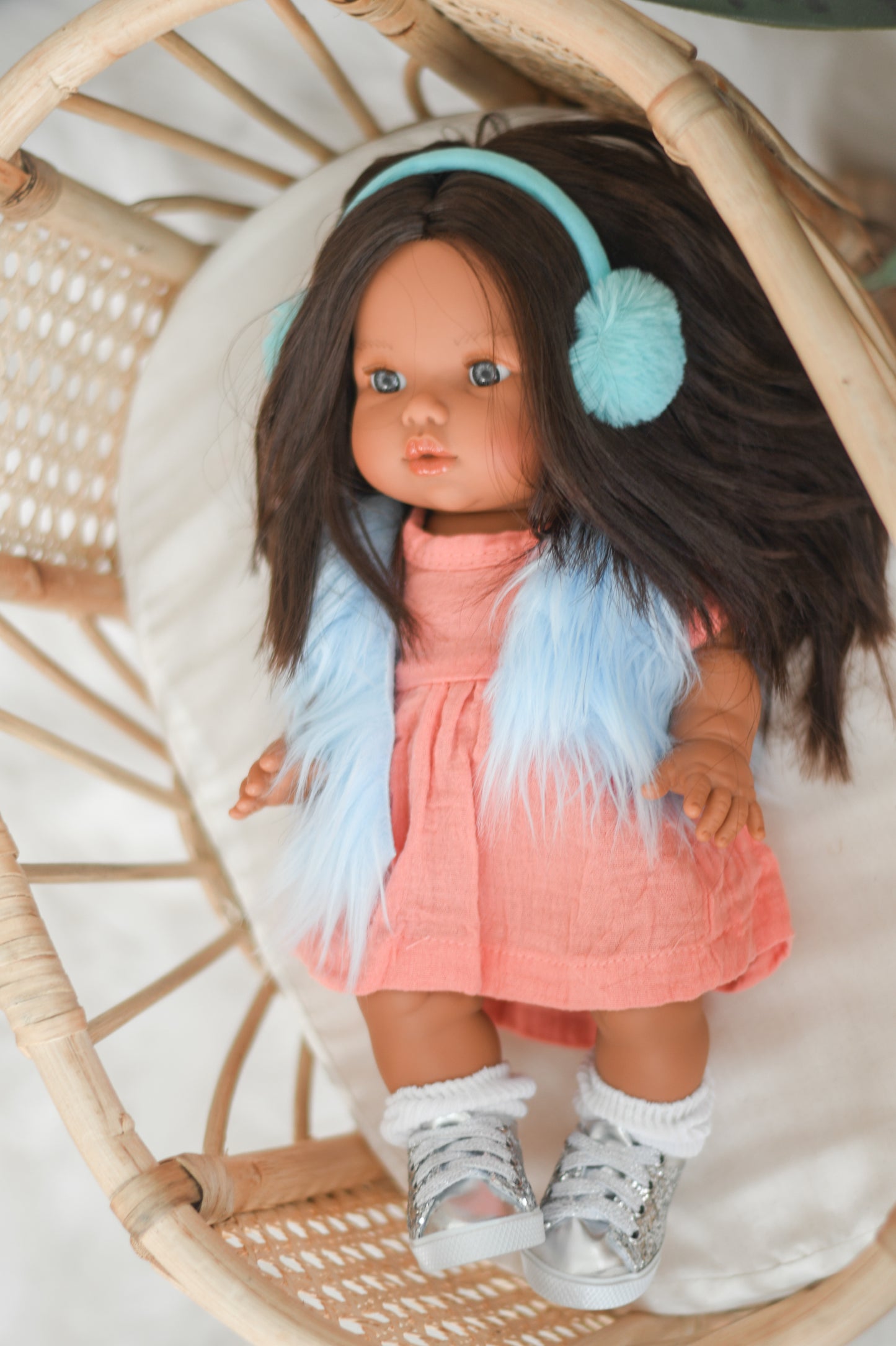 Isabel With Coral/Blue Outfit- Mini Colettos Girl Doll - OOAK