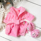 Pink Robe & Poodle Slipper Set- DOLL