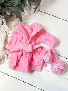 Pink Robe & Poodle Slipper Set- DOLL