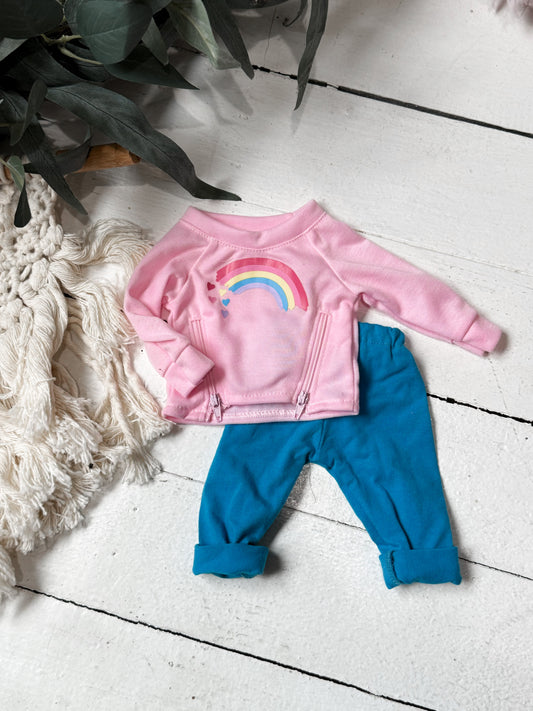 Pink Rainbow Zipper Outfit - Doll