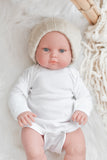 Onesie & Oatmeal Knit Beanie Set- MINIKANE NEWBORN DOLL