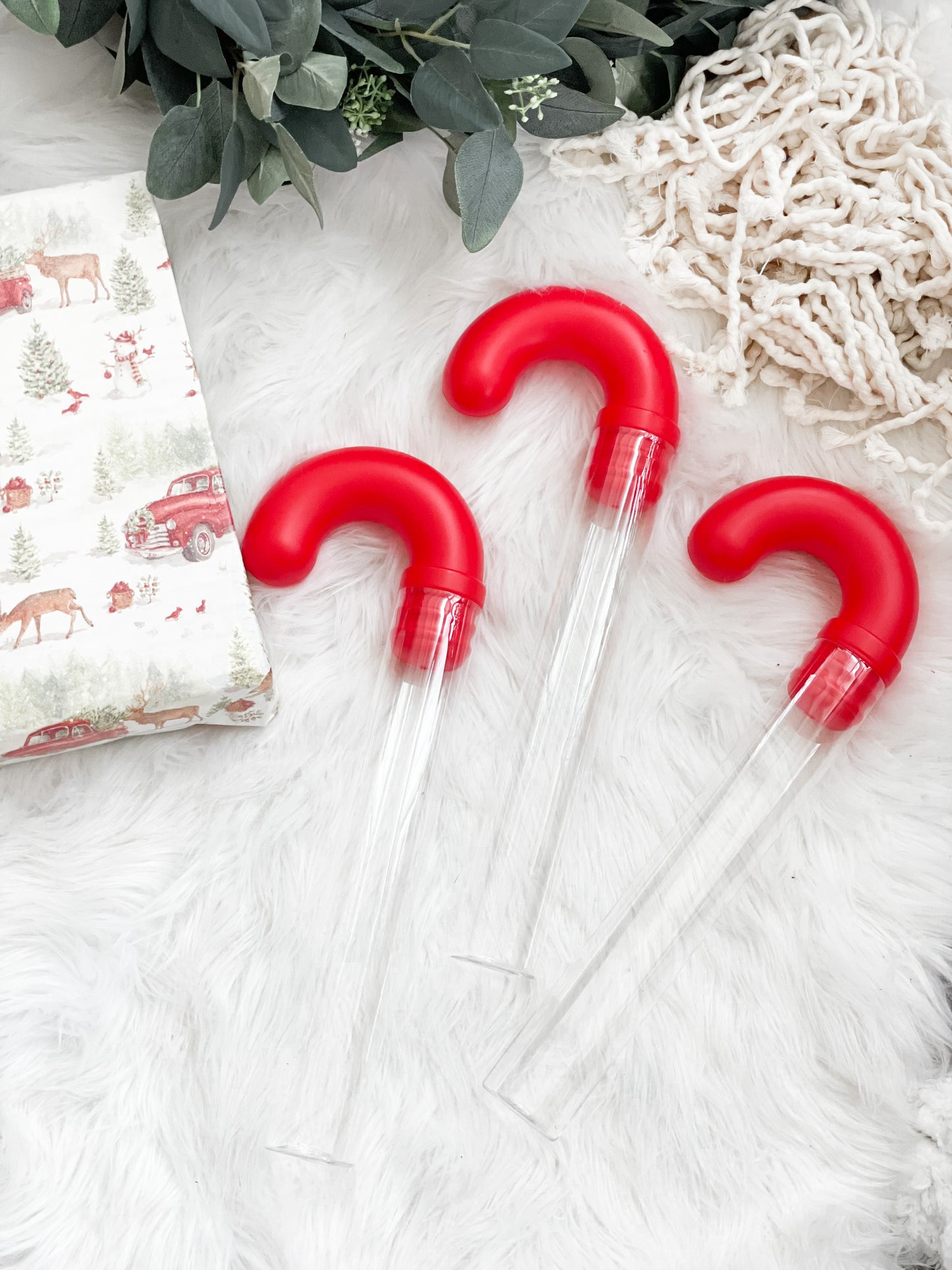 Red Candy Cane Tube BPA-Free Plastic Container
