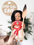 Maria With Moana Inspired Outfit- Miniland Girl Doll - OOAK
