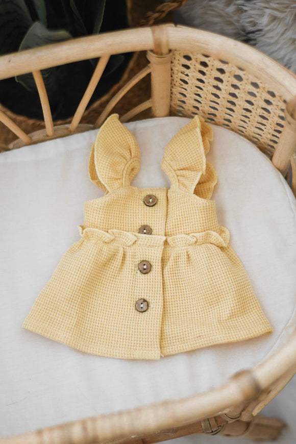 Mustard Dress with Buttons - Doll