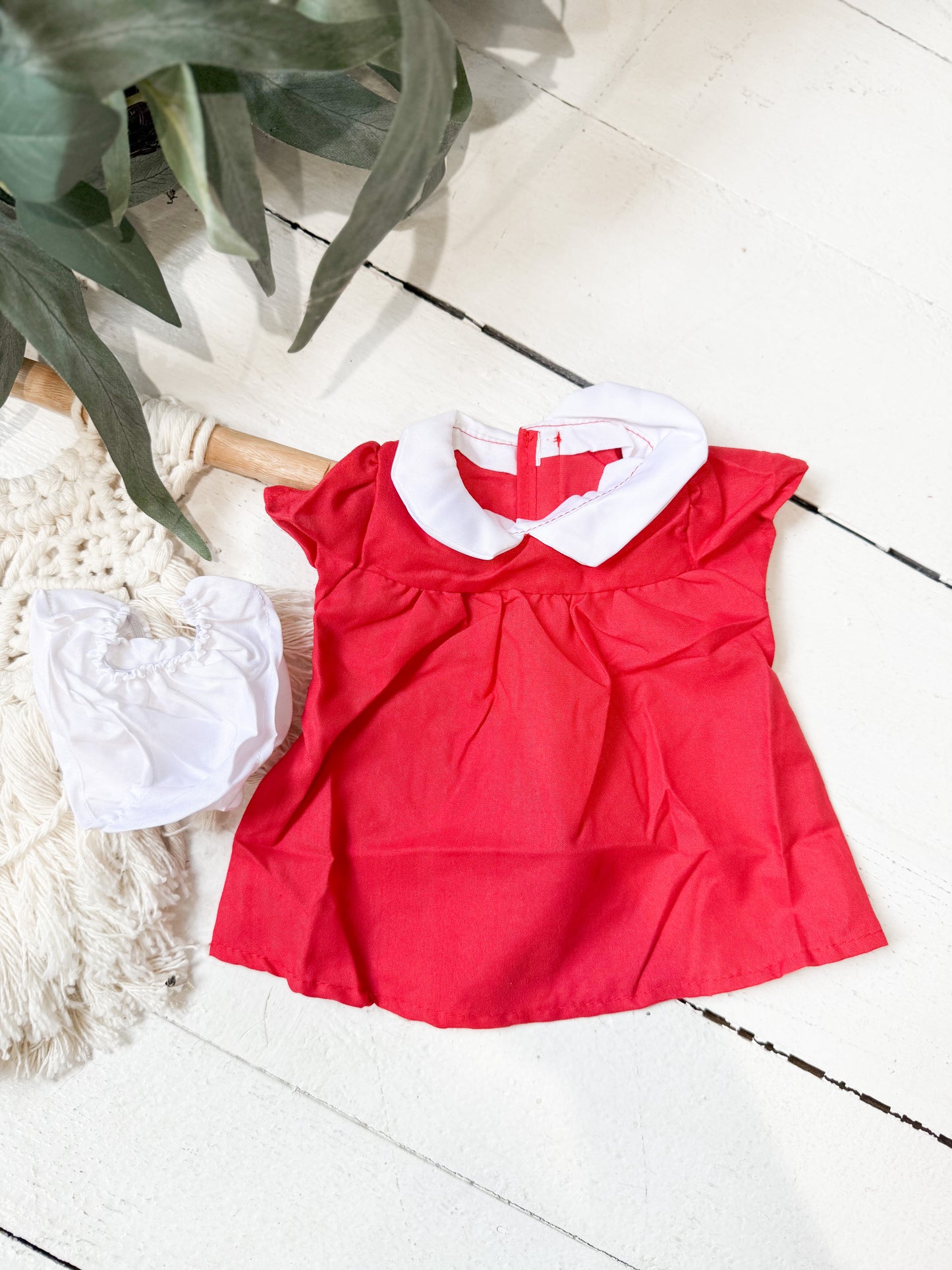 Red Vintage Collar Dress- DOLL