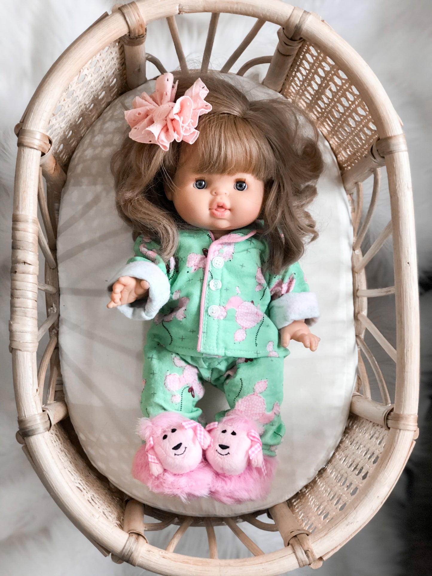 Pink Robe & Poodle Slipper Set- DOLL