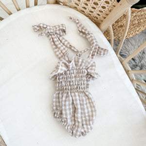 Gingham Bodysuit - Tan + White - DOLL