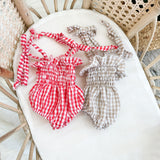 Gingham Bodysuit - Red + White - DOLL