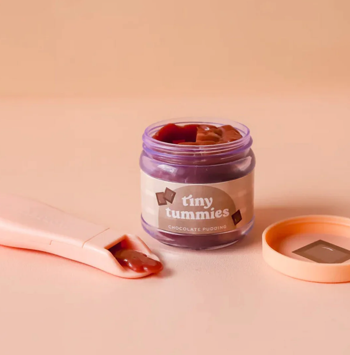 Tiny Tummies Chocolate Pudding Food Jar and Spoon Set - Tiny Harlow