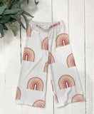 Wide Leg Lounge Pants - Neutral Rainbows - Handmade