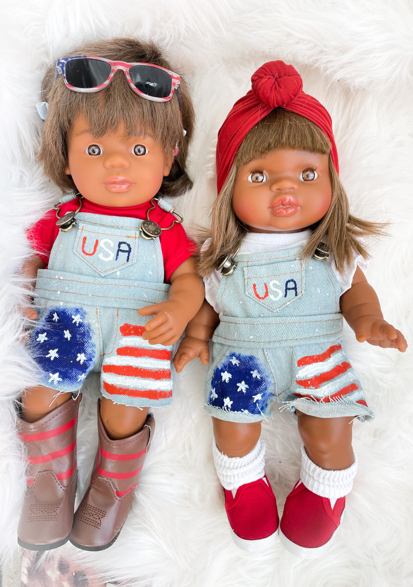 Denim Cuffed Overalls - American Babe- Doll