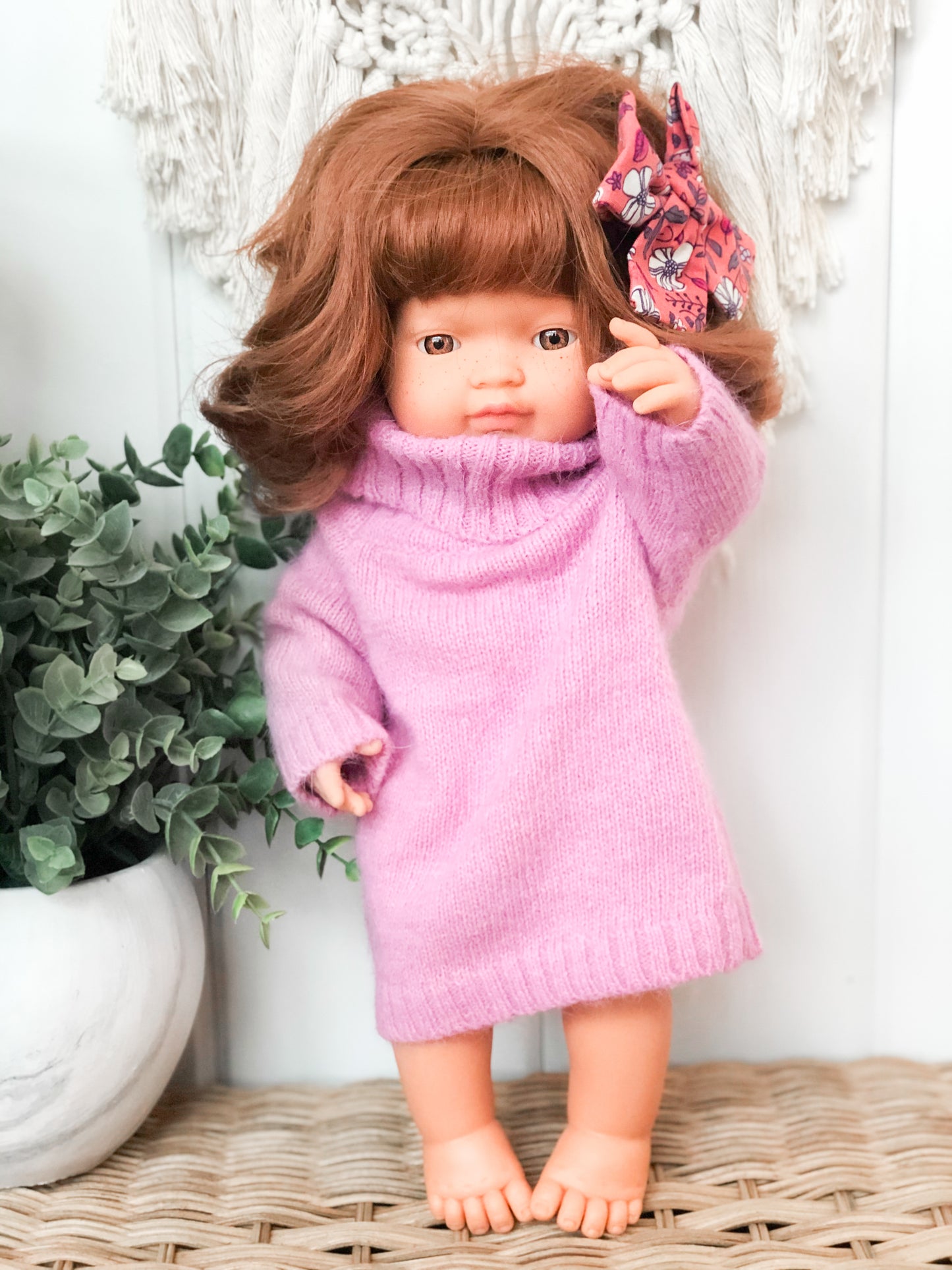 Purple Cowl Sweater Dress- Doll