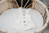 Cream Ecru Dress with Buttons - Doll