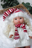 Candy Cane Santa Hat & Scarf Set - DOLL