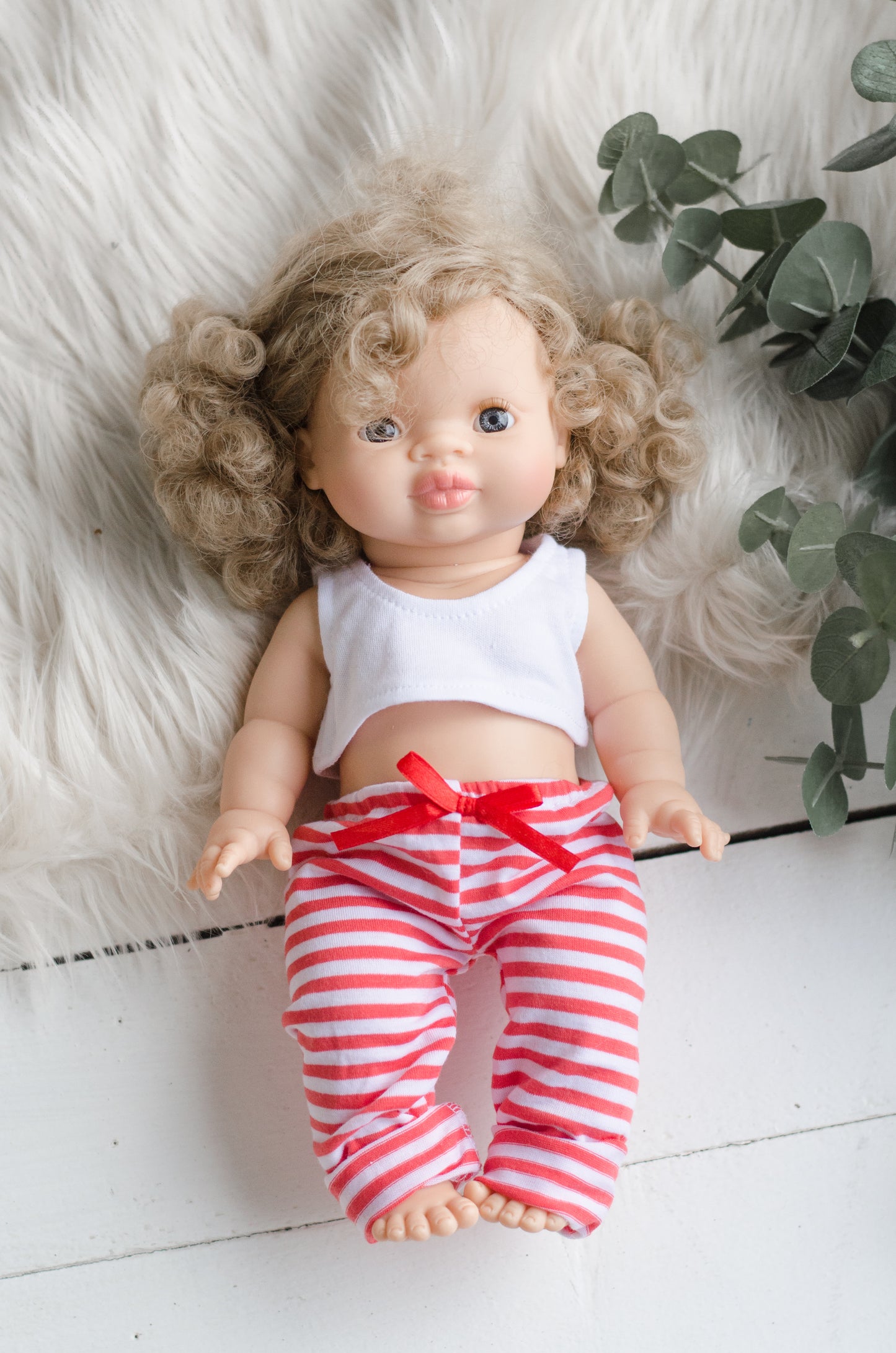 Red & White Stripe Pants - Doll
