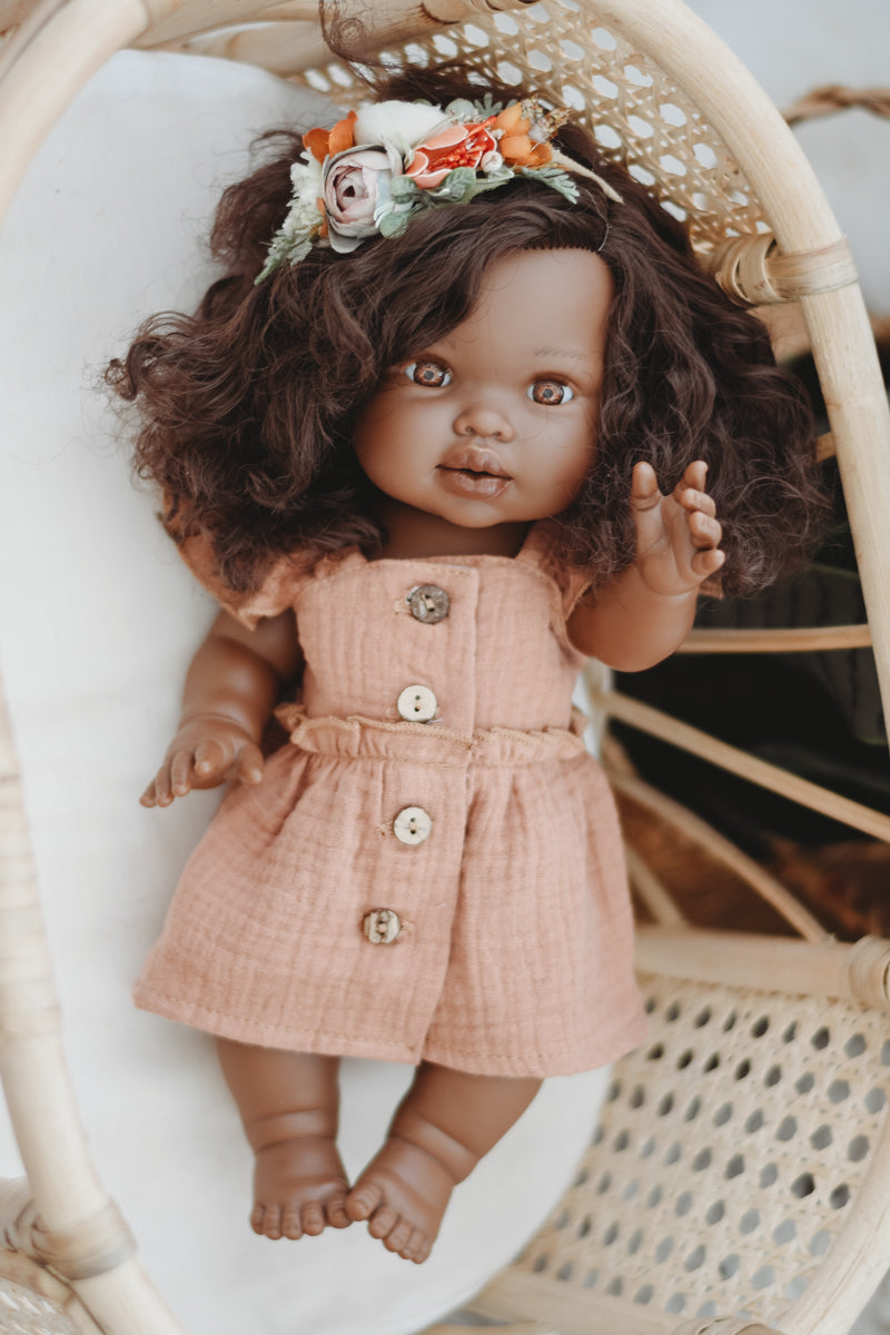 Dusty Clay Dress with Buttons - Doll