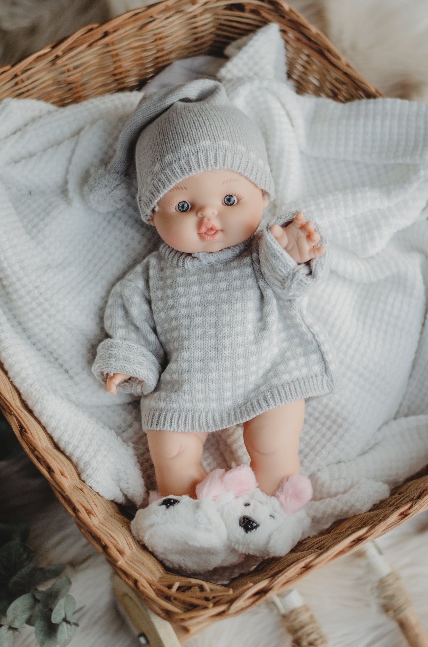 Grey/White Sweater + Hat - Doll