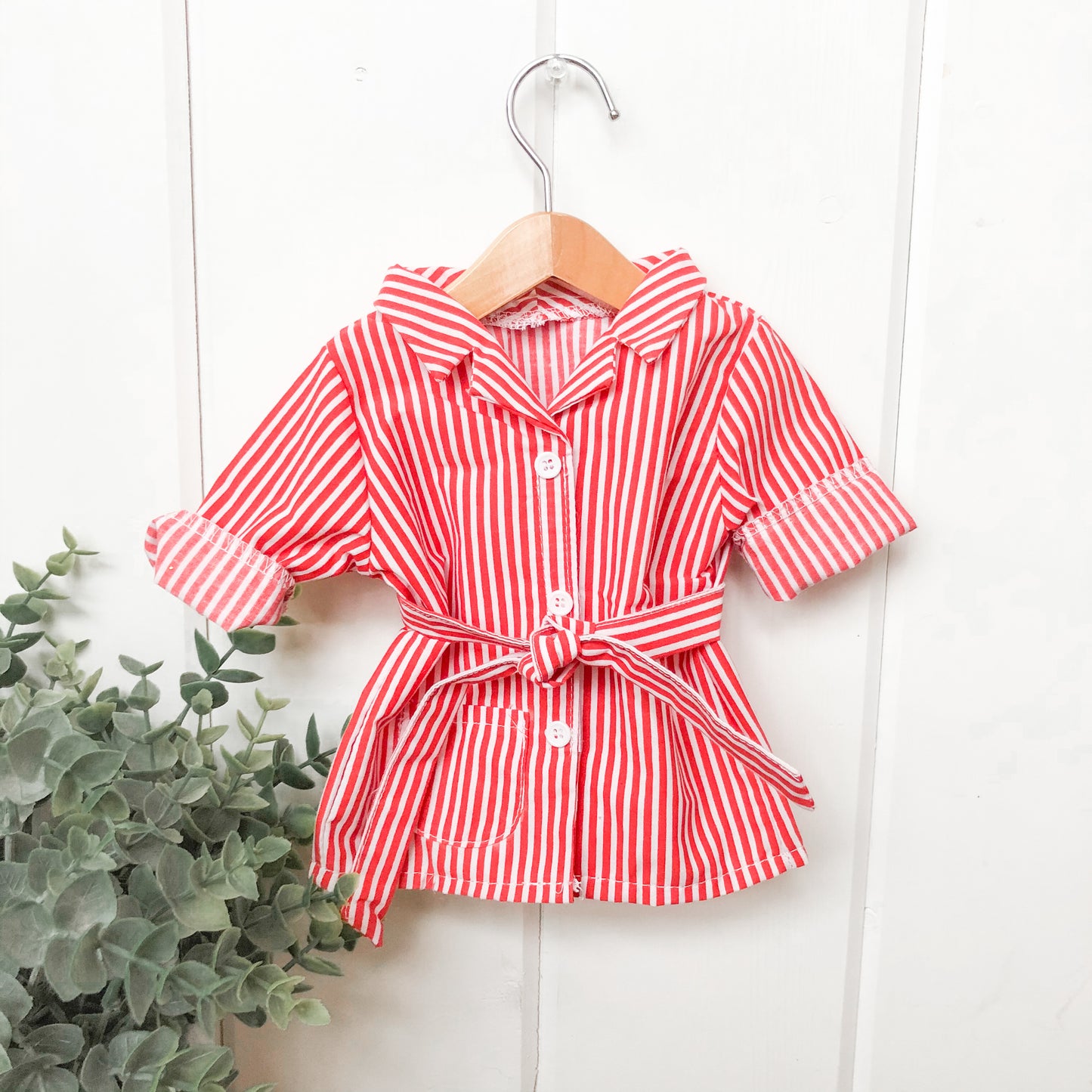 Red Stripe Pajama Dress- Doll