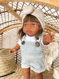 Denim Cuffed Overalls - Doll