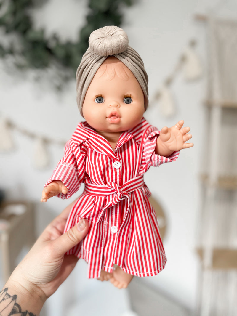 Red Stripe Pajama Dress- Doll