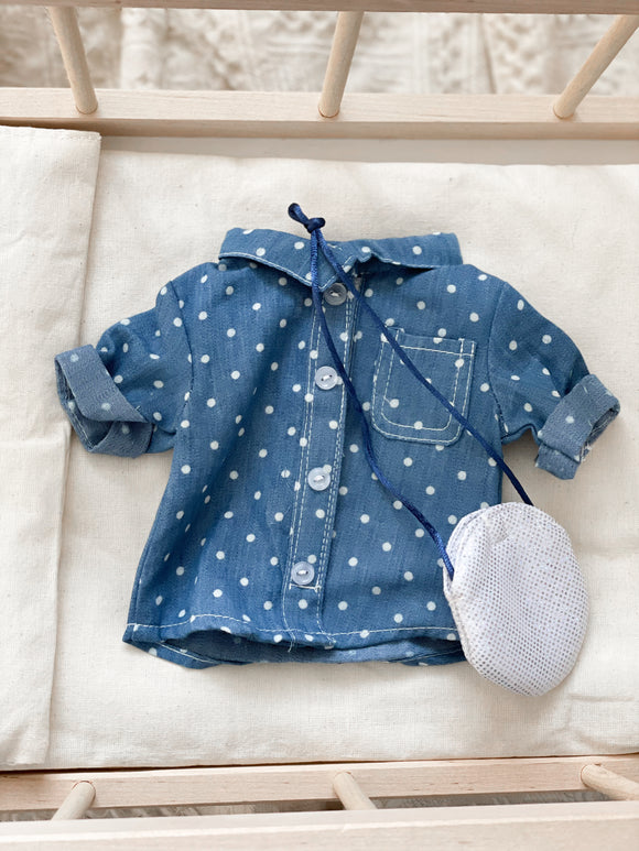 Denim Polka Dot Dress + Purse - DOLL